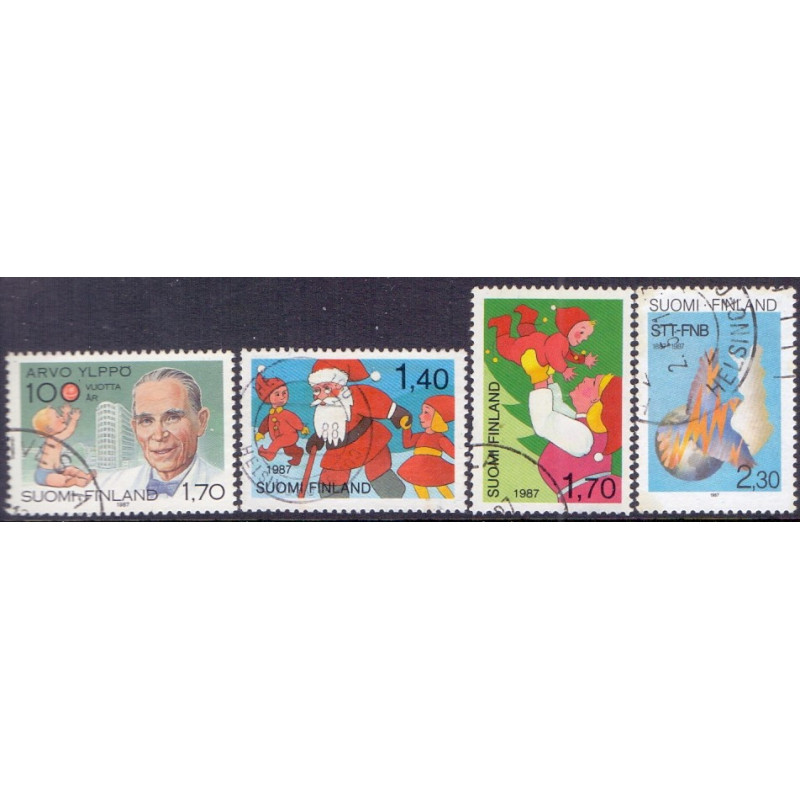 Finland. 1987. Arvo Yippö, Julefrimærker, og Nyhedsbureau. AFA nr. 1027-30  **   , postfrisk stemplet FDC