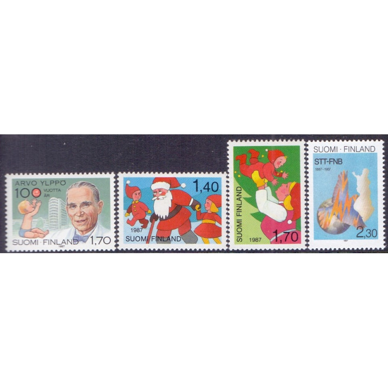 Finland. 1987. Arvo Yippö, Julefrimærker, og Nyhedsbureau. AFA nr. 1027-30  **   , postfrisk stemplet FDC