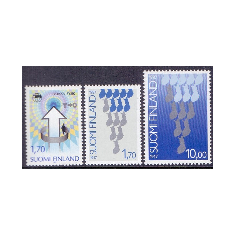 Finland. 1987. Fysik, og Selvstændighed. AFA nr. 1024-26  **   , postfrisk stemplet FDC