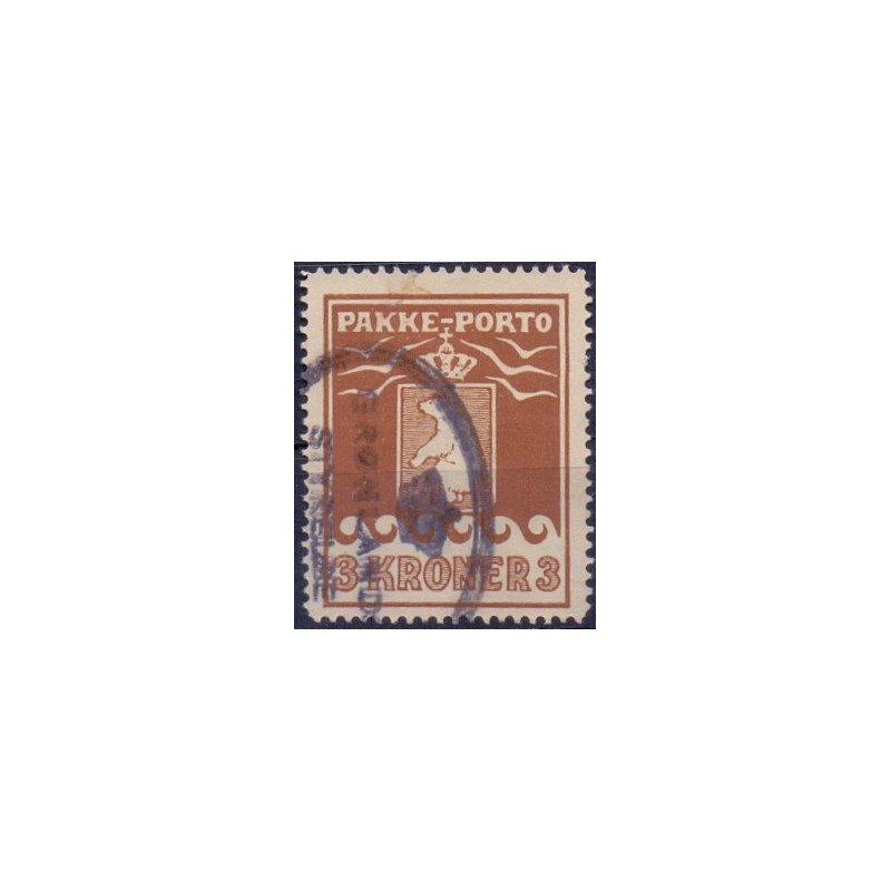 Grønland/Greenland 1930. 3 kr. Brun. AFA nr. 12 postfrisk stemplet