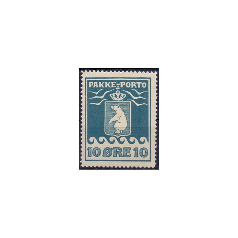 Grønland/Greenland 1937. 10 Øre, Grønblå. AFA nr. 15 postfrisk stemplet