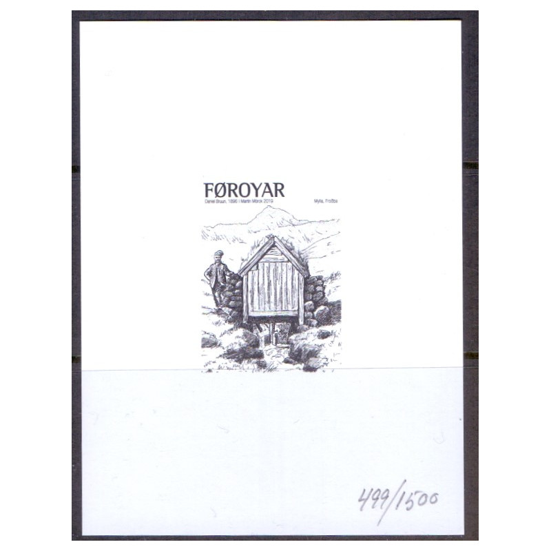 Færøerne. 2019. Møller, Sorttryks-miniark. (AFA nr 939)