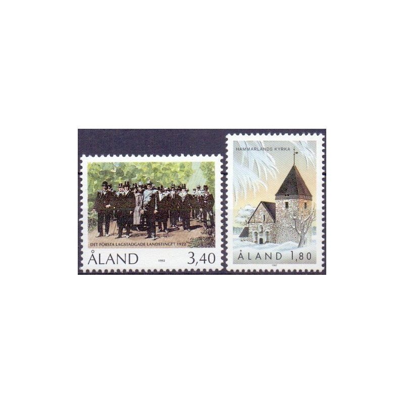 Åland. 1992. Landdagen og Hammerlands kirke. AFA nr. 63-64 **, st