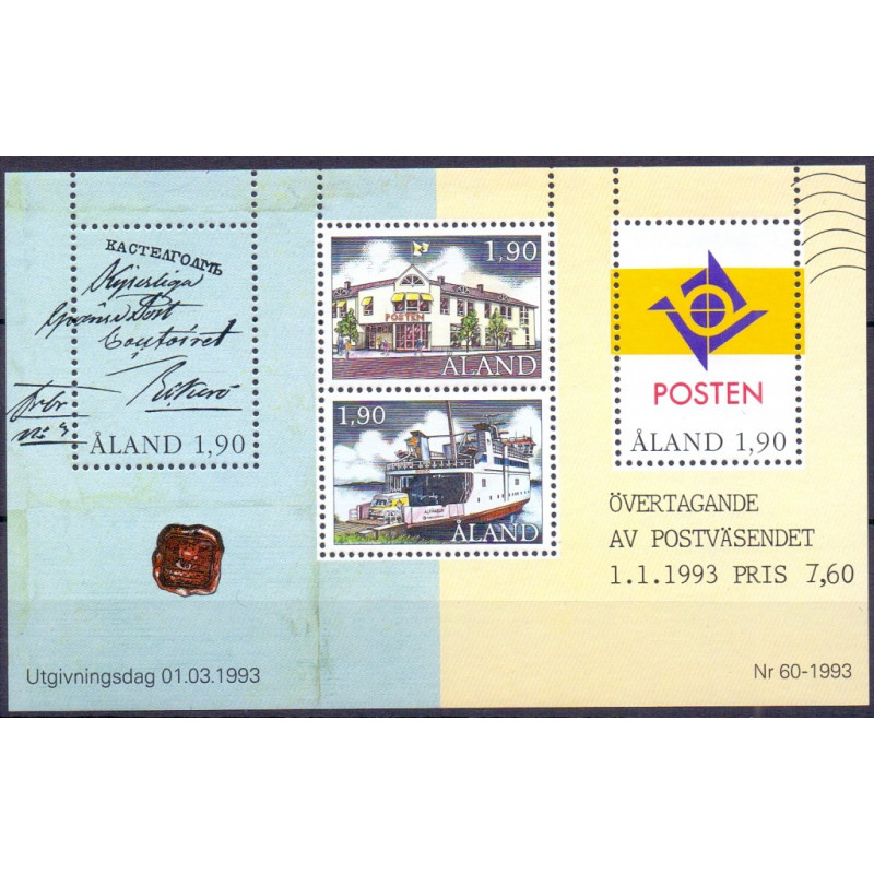 Åland. 1993. Postvæsen, miniark. AFA nr. 66-68 **, st