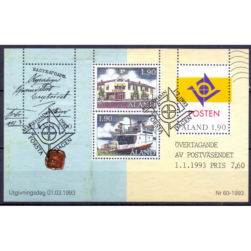 Åland. 1993. Postvæsen, miniark. AFA nr. 66-68 **, st