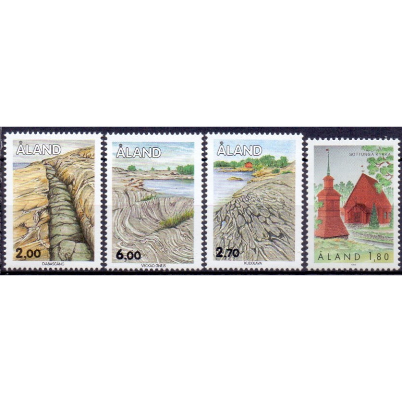 Åland. 1993. Dagligmærker, og Sottunga kirke. AFA nr. 75-78 **, st