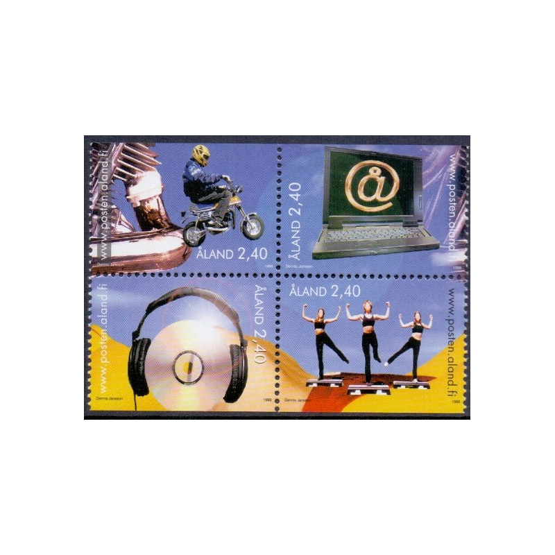 Åland. 1998. Ungdomsaktiviteter, i miniark. AFA nr. 136-39 **                st