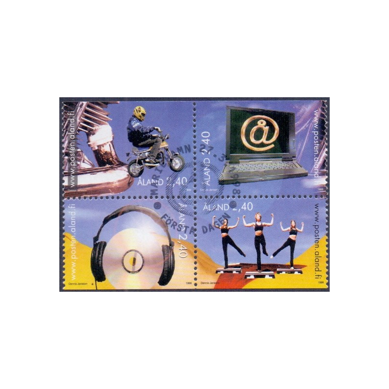 Åland. 1998. Ungdomsaktiviteter, i miniark. AFA nr. 136-39 **                st