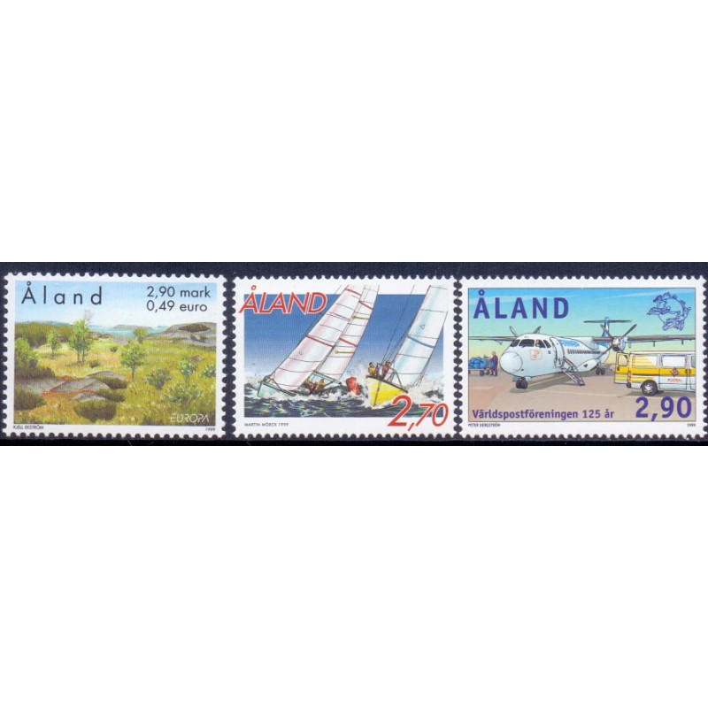 Åland. 1999. Europamærker, sejlsport, og Postunion. AFA nr. 157-59 **                st