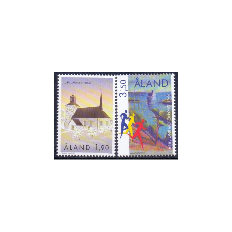 Åland. 1999. Lemland kirke, orienteringsløb. AFA nr. 162-63 **                st