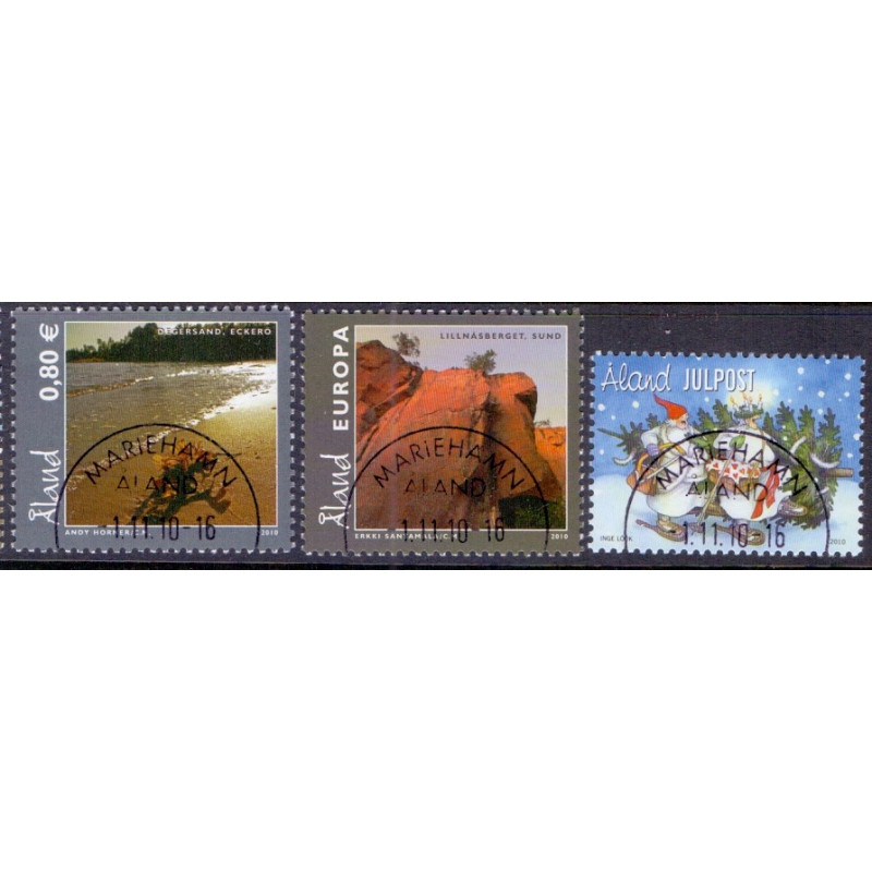 Åland. 2010. Kirkevinduer II, Naturmiljøer, og julefrimærke . AFA nr. 333-36 **    st.