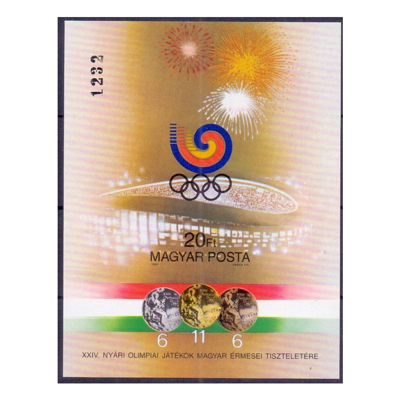 Ungarn.1988. Medaljer ved Olympiske lege i Seoul. UTAKKET. AFA nr 3892U **
