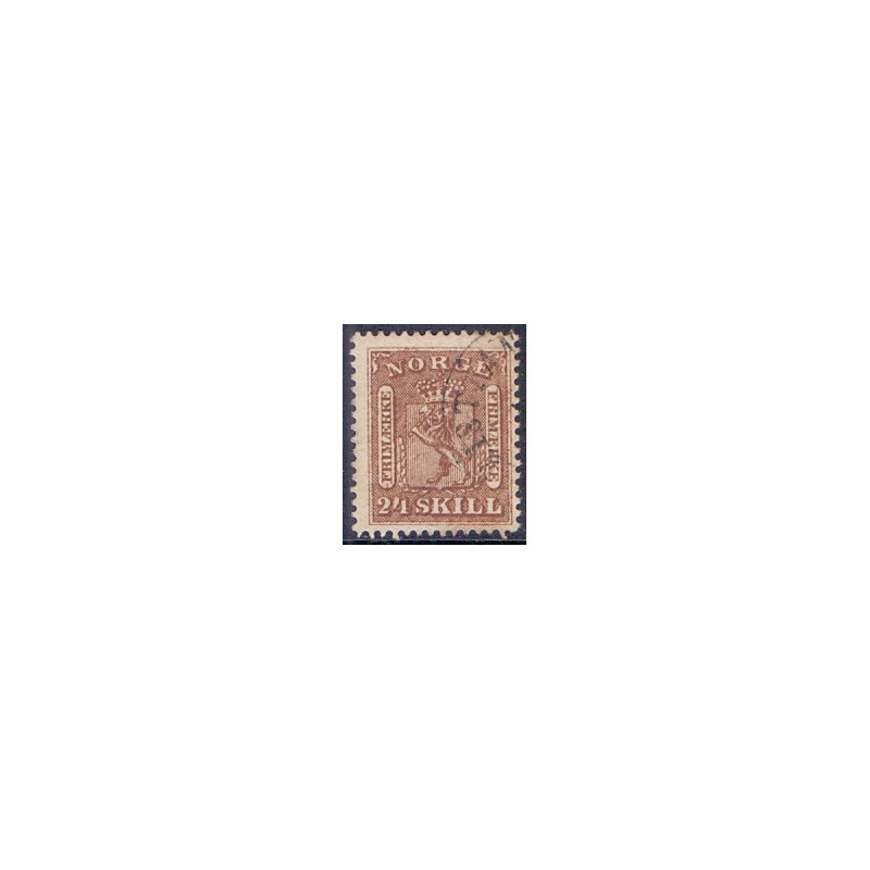 Norge. 1863-66. 24 Sk. Brun, AFA nr 10 * st. stemplet postfrisk