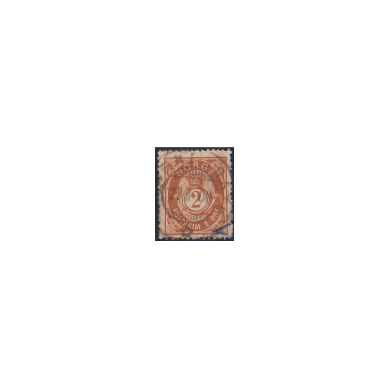 Norge. 1855. 2 Øre posthorn. AFA nr. 51. Luksus stemplet
