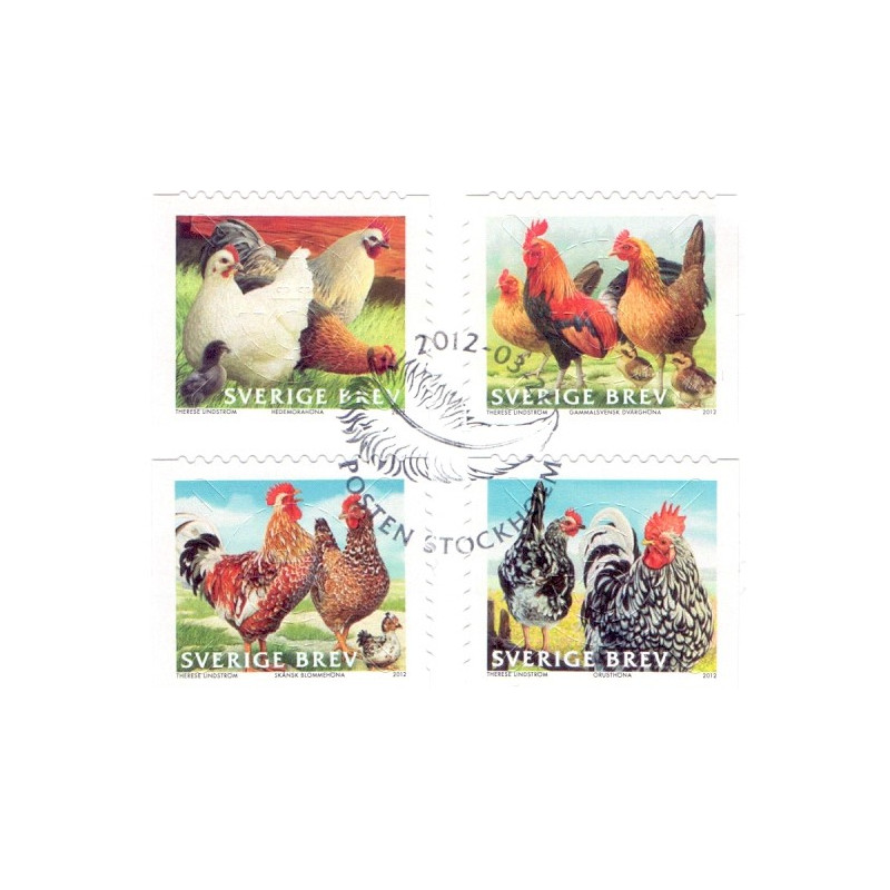 Sverige 2012. Påskefrimærker. AFA nr. 2835-38 postfrisk stemplet  hæfte FDC parstykkke