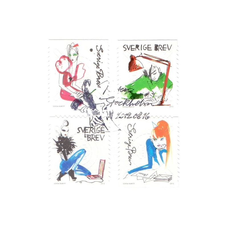Sverige 2012. Skriv. AFA nr. 2854-57 postfrisk   stemplet  hæfte FDC parstykkke