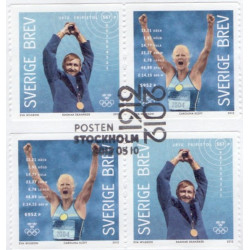 Sverige 2012. Svenske Ol-guldvinder. AFA nr. 2839-41 postfrisk stemplet  hæfte FDC parstykkke