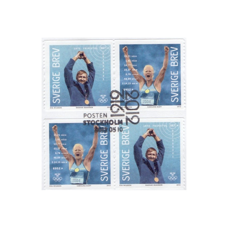 Sverige 2012. Svenske Ol-guldvinder. AFA nr. 2839-41 postfrisk stemplet  hæfte FDC parstykkke