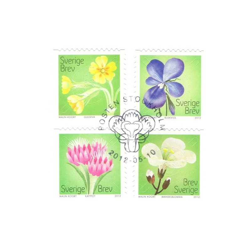 Sverige 2012. Sommerfrimærker. AFA nr. 2844-48 postfrisk stemplet  hæfte FDC parstykkke