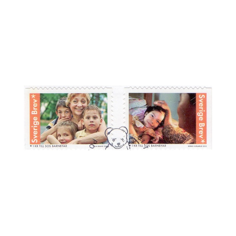 Sverige 2013. SOS børnebyerne. AFA nr. 2871-72 postfrisk stemplet  hæfte FDC parstykkke
