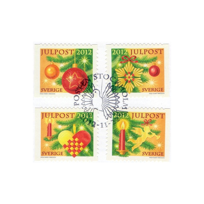 Sverige 2012. Julefrimærker. AFA nr. 2867-70 postfrisk stemplet  hæfte FDC parstykkke