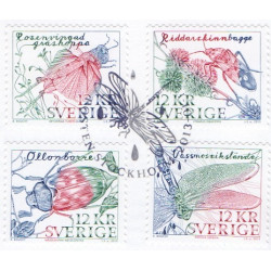 Sverige 2013. Indsekter. AFA nr. 2878-81 postfrisk stemplet  hæfte FDC parstykkke