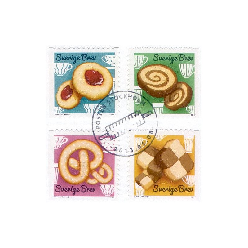 Sverige 2013. Småkager. AFA nr. 2897-2901, postfrisk stemplet  hæfte FDC parstykkke