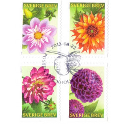 Sverige 2013. Dahlia. AFA nr. 2914-17, postfrisk  stemplet  hæfte FDC parstykkke