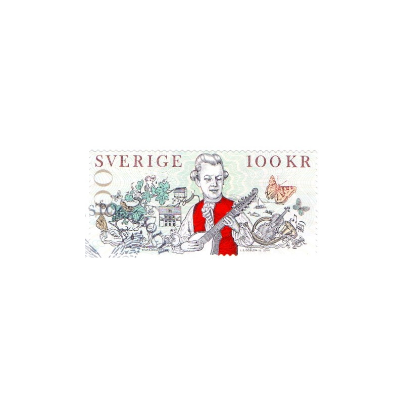 Sverige 2014. Carl Michael Bellman. AFA nr. 2952, postfrisk templet  hæfte FDC parstykkke