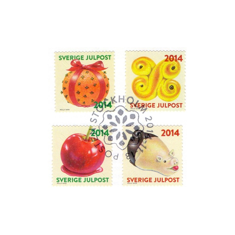 Sverige 2014. Julefrimærker. AFA nr. 2981-86 postfrisk stemplet  hæfte FDC parstykkke