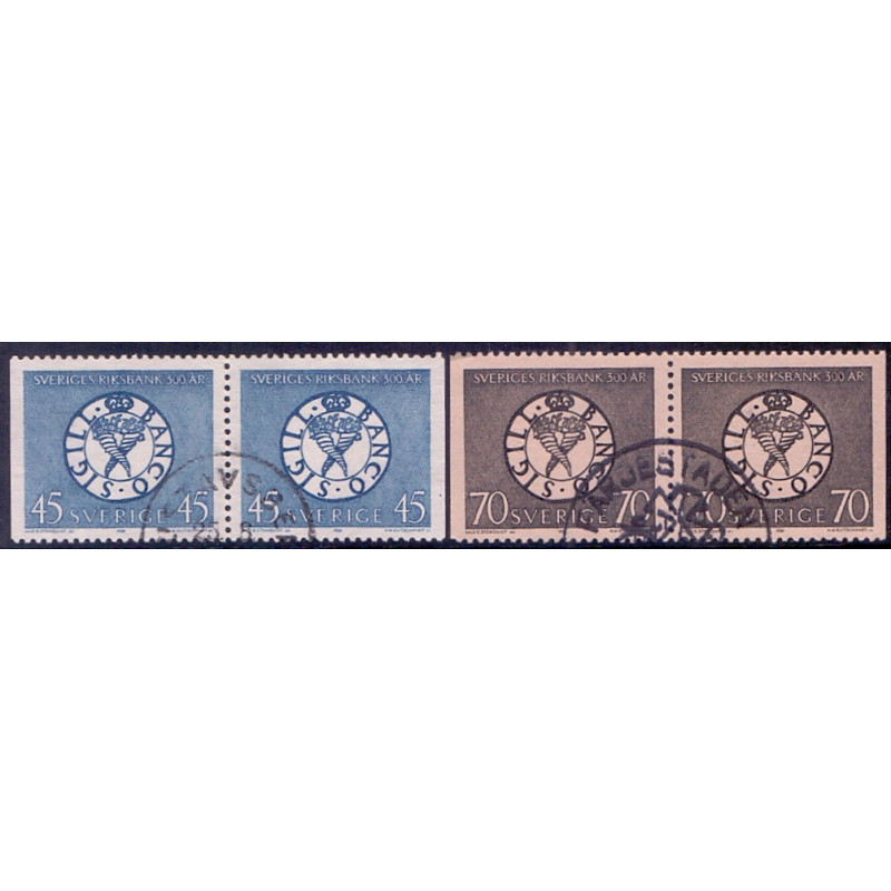 Sverige. 1968. Riksbanken 300 år, AFA nr. 609Cv-610Ch ** (2 par)       postfrisk stemplet FDC st,