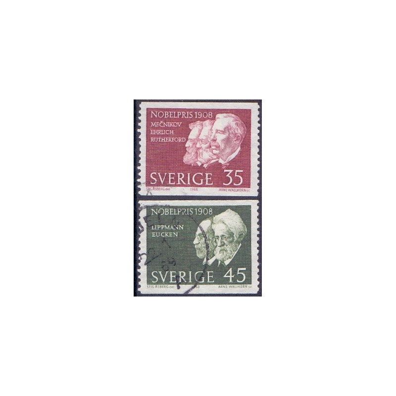 Sverige. 1968. Nobelpristager 1908, 35-40 Øre AFA nr. 632-33 **    postfrisk stemplet FDC st,