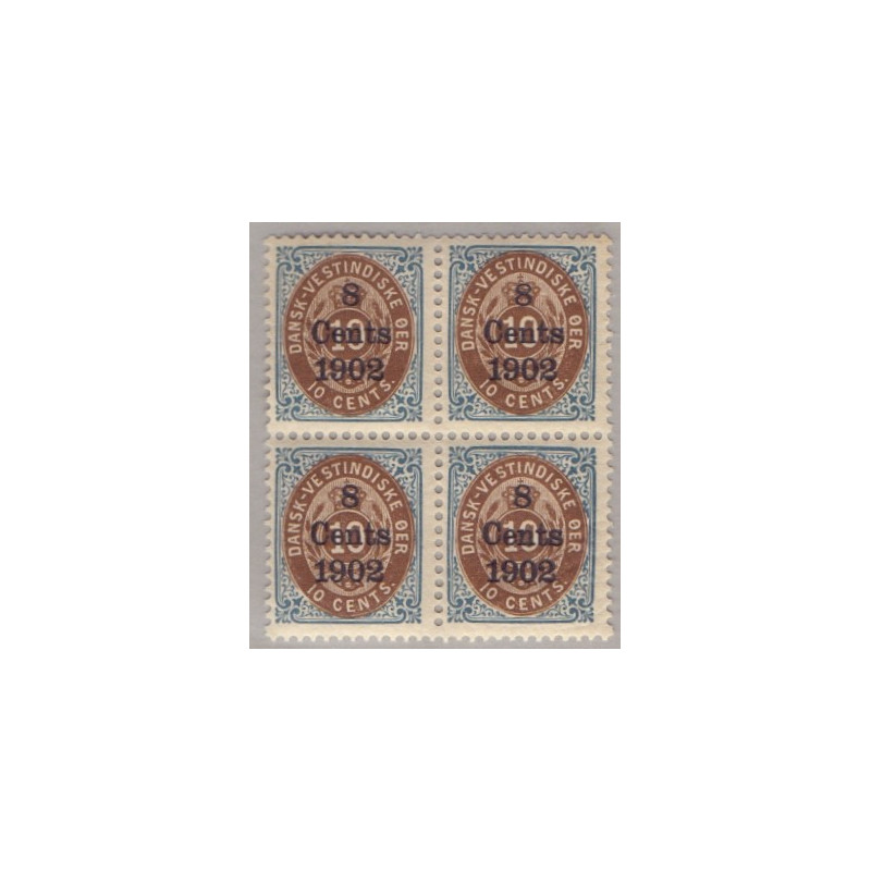 DWI. 1902 8c/10c, 4-blok med variant nr. 21, 21v **/*
