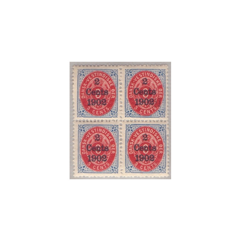 DWI. 1902 2c/3c, 4-blok med varianter nr. 20y **/*