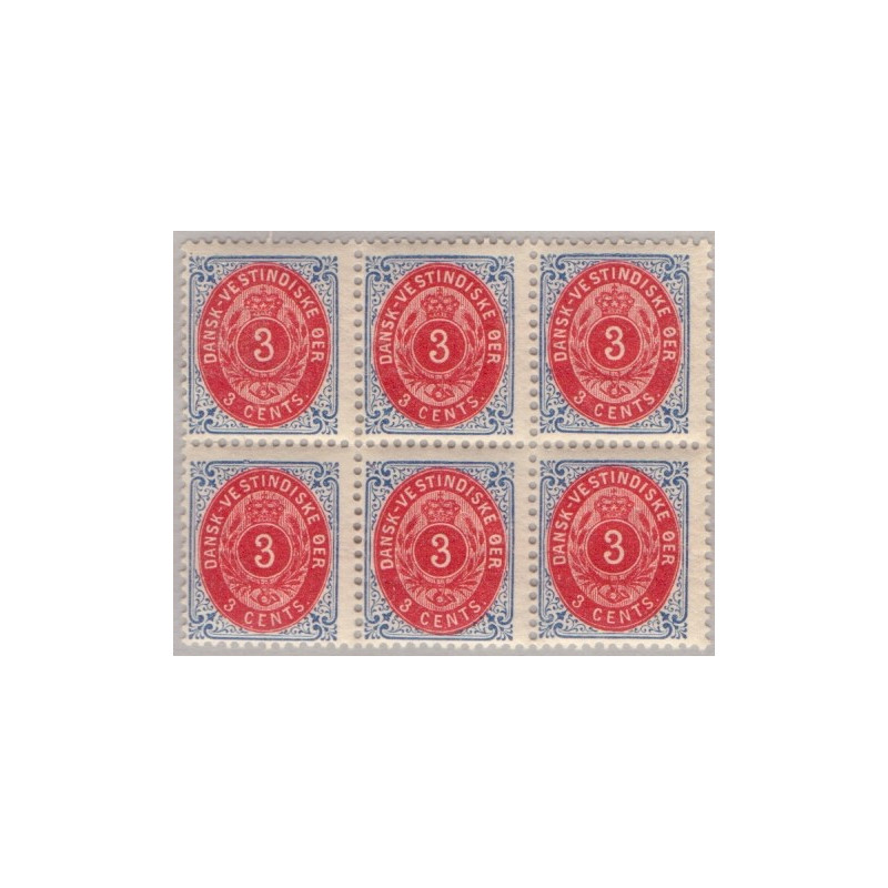 DWI. 1873-1902. 3c i 6-blok, med variant nr. 6By **