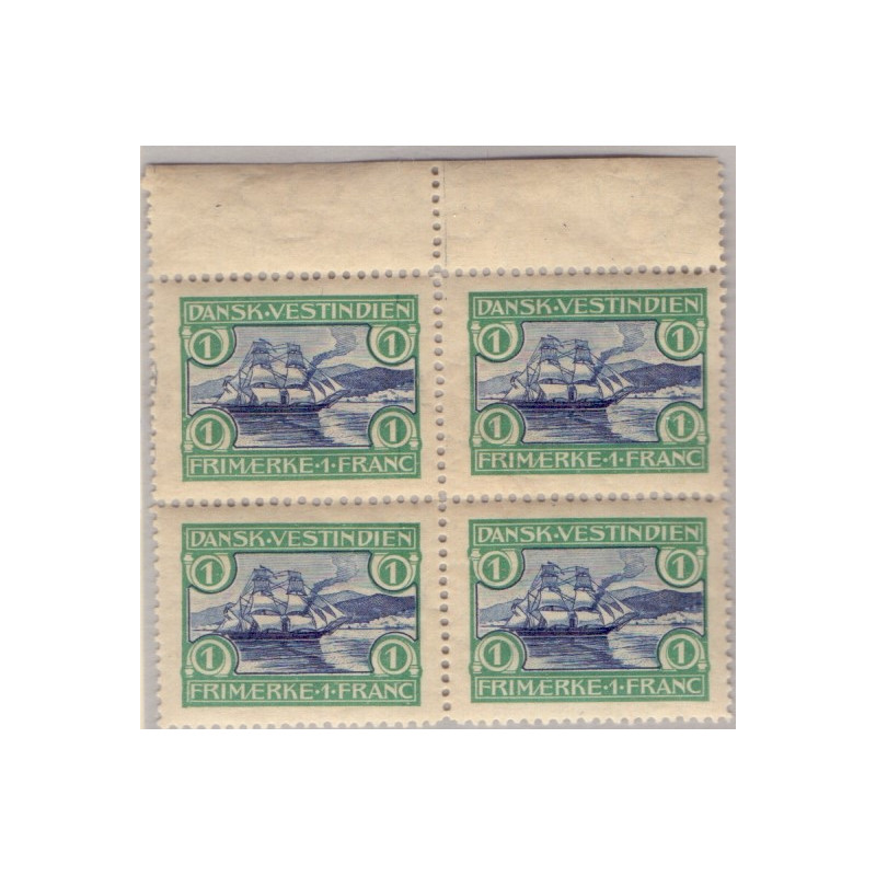 DWI. 1905. 1 fr. i 4-blok, med variant. AFA nr 30, 30x **