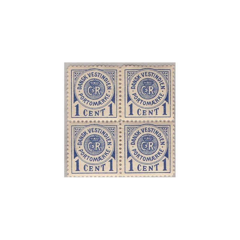 DWI. PORTO. 1902. 1c. 4-blok, med variant: mrk 2 med plet på N . AFA nr. 1 **