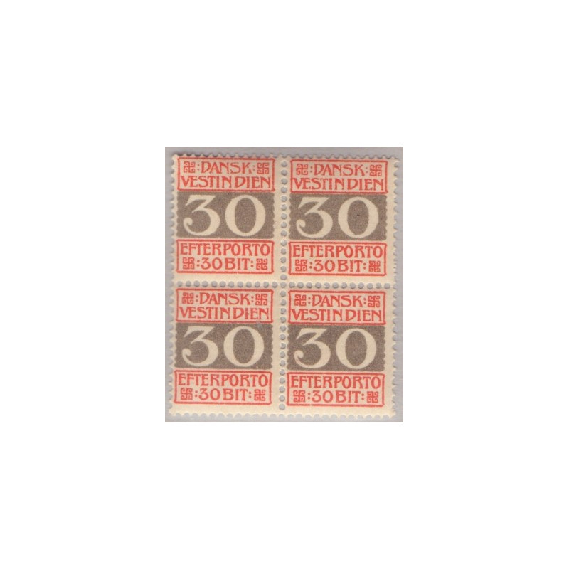 DWI. PORTO. 1905. 30bit. 4-blok, med varianter. AFA nr. 3 *
