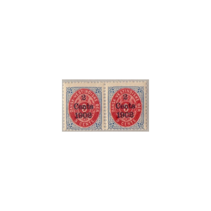 DWI. 1902 2c/3c, Par med variant: afskåret E i Vest, mrk 2 AFA nr. 20y **