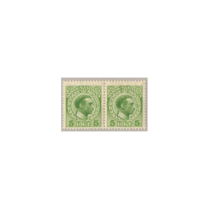 DWI. 1915-16. 5 bit. Par, med variant. andet mærke med plet efter 5-tal. AFA nr. 44 **