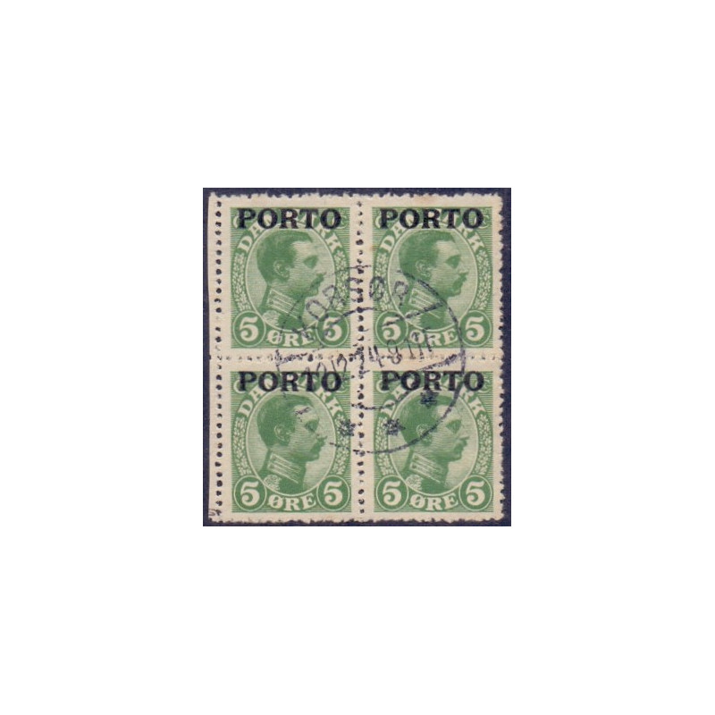 1921. PORTO. 5 Øre i 4-blok, med variant. AFA nr. 2, 2w st.