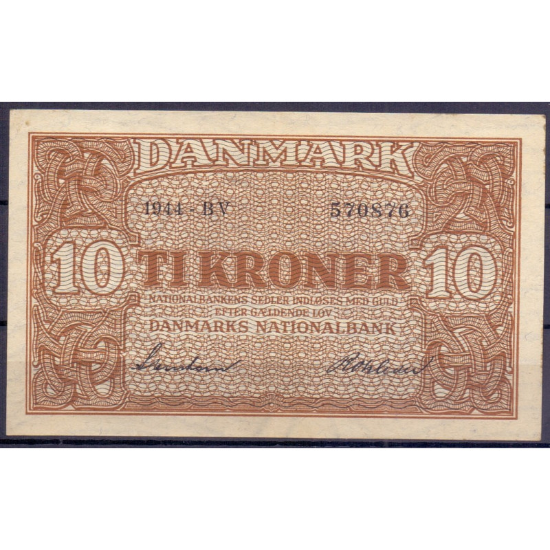 Danmark. 10 kr. Sieg 120 DOP 129 Pick 36 1944-BV Kv. 01