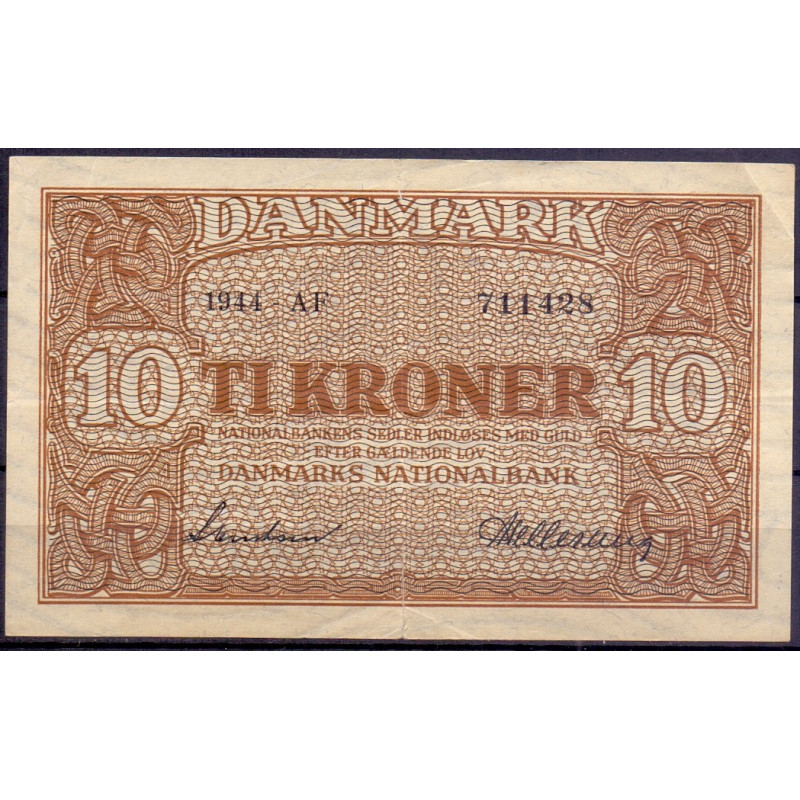 Danmark. 10 kr. Sieg 120 DOP 129 Pick 36 1944-BV Kv. 01