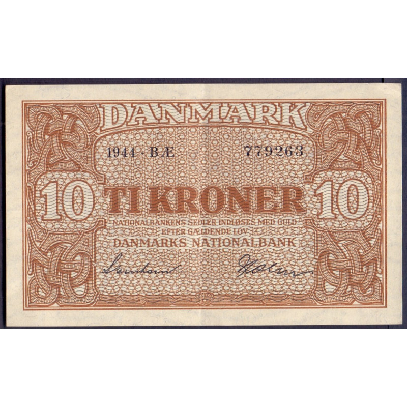 Danmark. 10 kr. Sieg 120 DOP 129 Pick 36 1944-BV Kv. 01