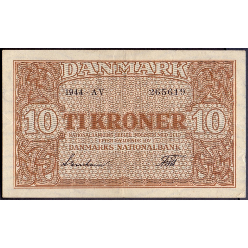 Danmark. 10 kr. Sieg 120 DOP 129 Pick 36 1944-BV Kv. 01