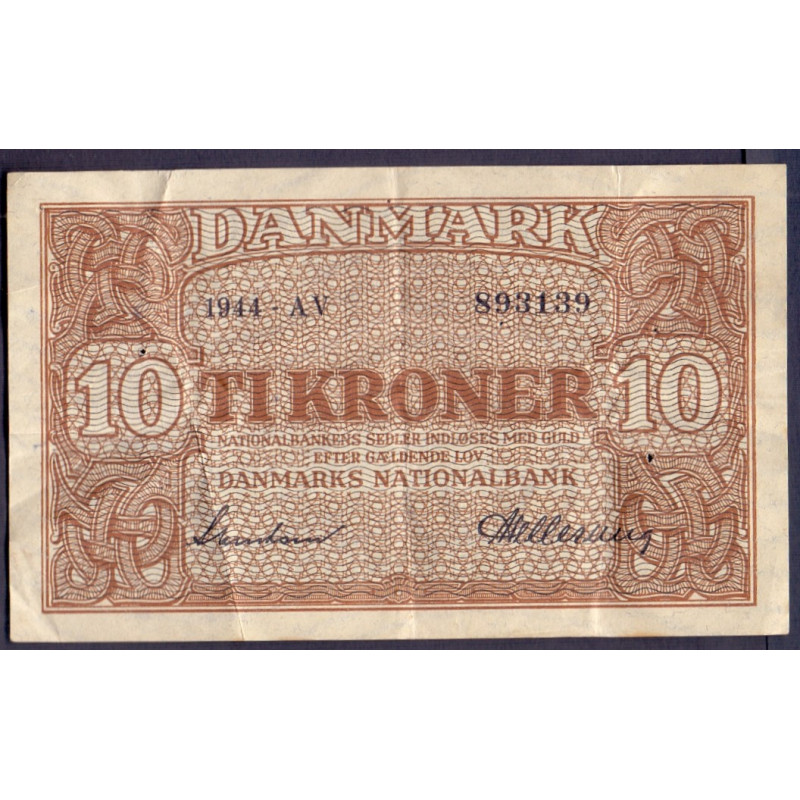 Danmark. 10 kr. Sieg 120 DOP 129 Pick 36 1944-BV Kv. 01