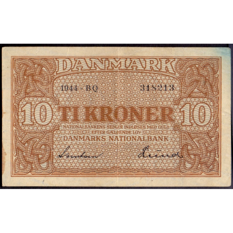 Danmark. 10 kr. Sieg 120 DOP 129 Pick 36 1944-BV Kv. 01