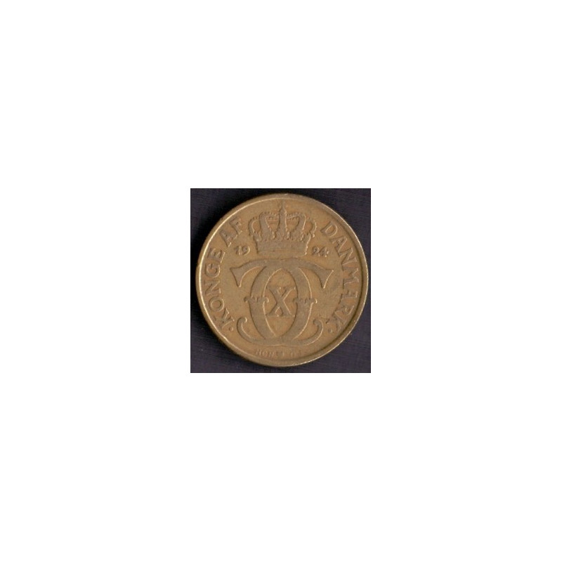 2 kr. Chr. X. 1924 i en middelgod kvalitet for type og årstal.