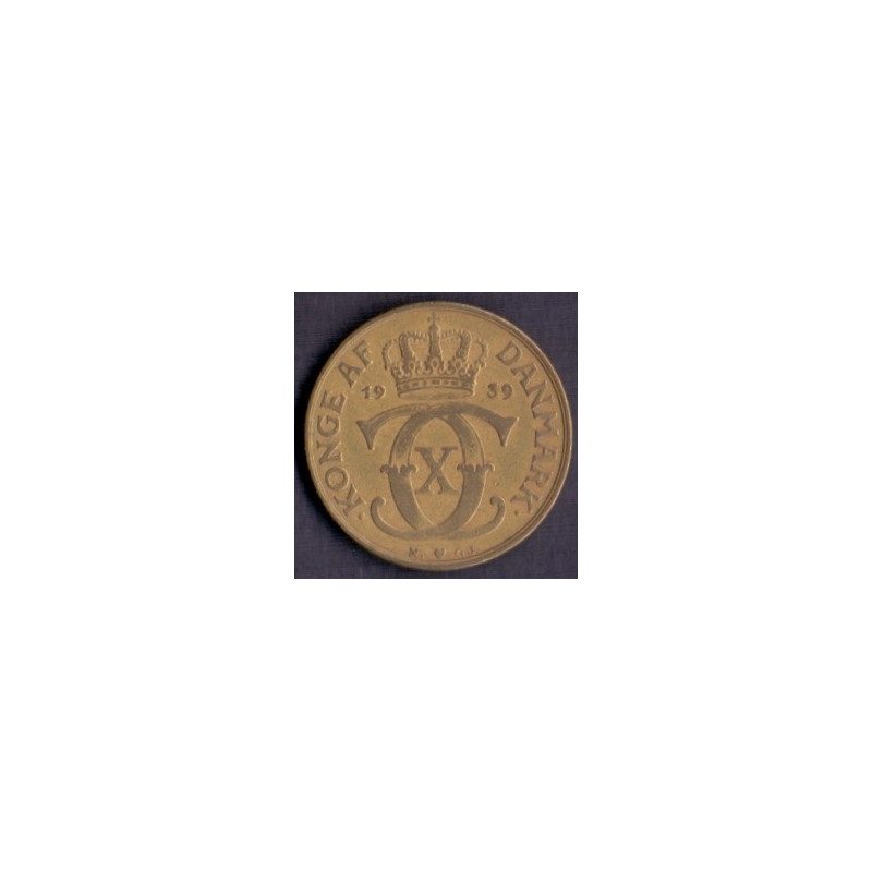 2 kr. Chr. X. 1939 i en middelgod kvalitet for type og årstal.