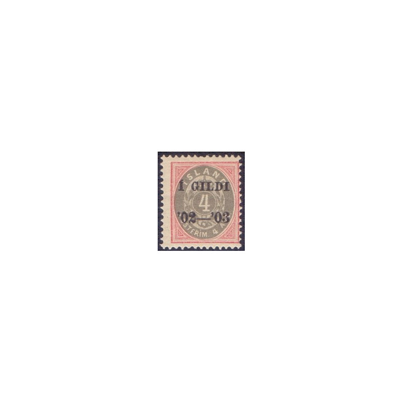 Island. 1902. 4 Aur. I GILDI (S) AFA nr. 25 **   postfrisk st. stemplet FDC